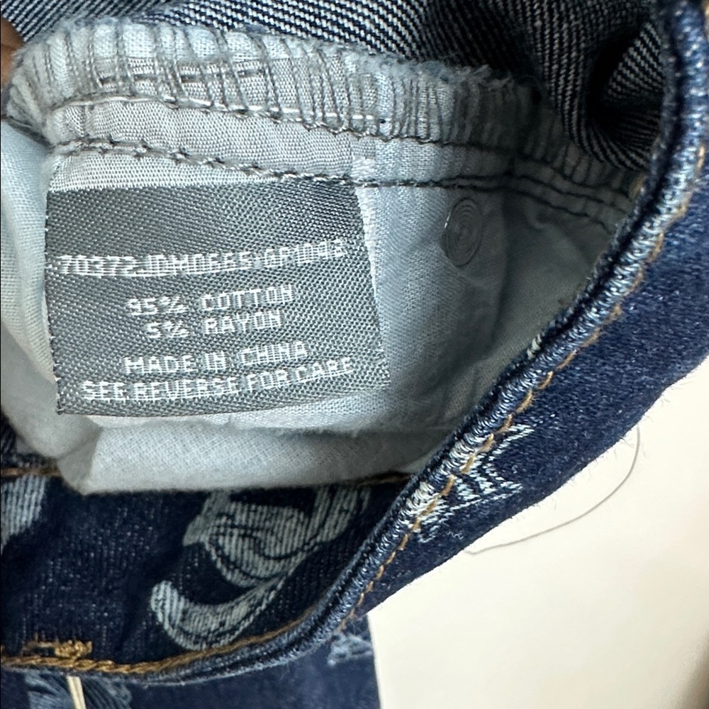 Women’s Navy Printed Bootcut Jeans - Casual Western Style - Picture 5 of 5